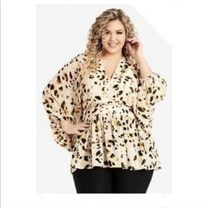 Leopard Print Balloon Sleeve Blouse